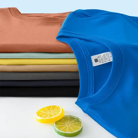 2件】冰丝光棉短袖t恤男凉感sorona夏季宽松纯色抗菌半袖打底衫男商品大图