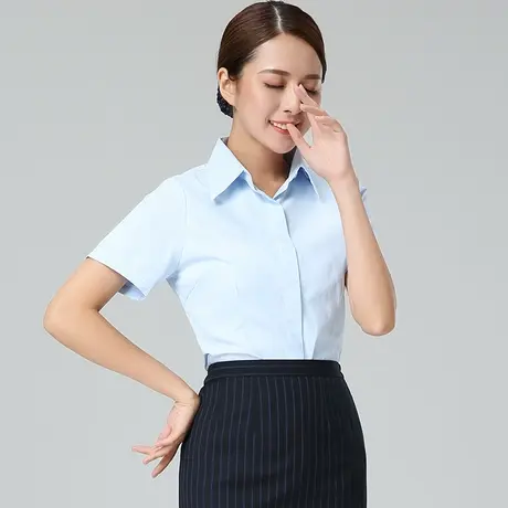 策蔓夏新款建设银行行服短袖衬衫女士正装条纹女裤职业包裙套装女图片