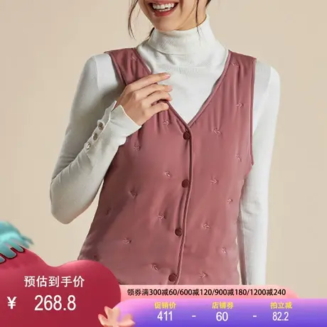 绣花蚕丝填充马甲2023秋冬新款轻薄无恒保暖背心纯色修身棉上衣女商品大图