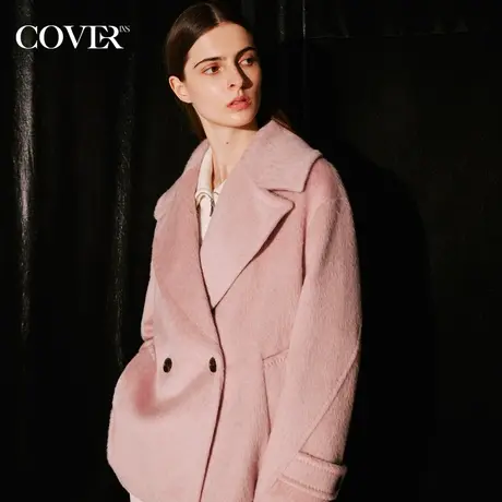 COVER冬季廓形大翻领羊毛羊驼毛大衣图片