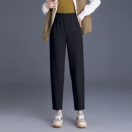 松紧腰厚款束脚直筒裤女2023秋冬新款遮肉宽松小脚裤子显瘦休闲裤商品大图