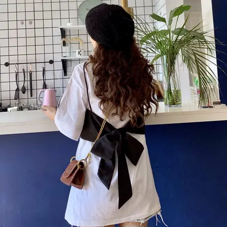 网红短袖t恤女2020韩版宽松bf慵懒风ins超火百搭蹦迪半袖上衣服潮商品大图