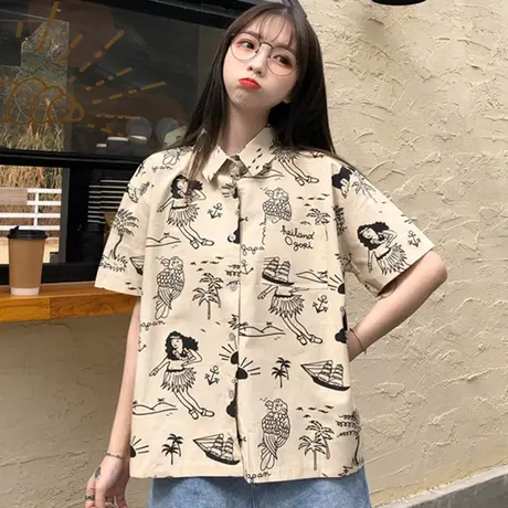 复古港味衬衫女韩版宽松很仙的上衣设计感小众百搭超仙冷淡风衬衣商品大图