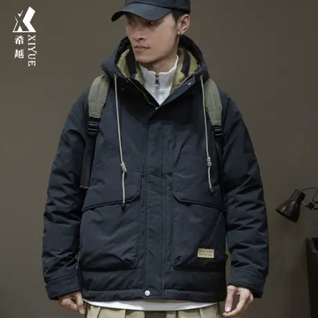 希越工装风羽绒服外套男90白鸭绒2024冬季新款高级感男士大码冬装商品大图