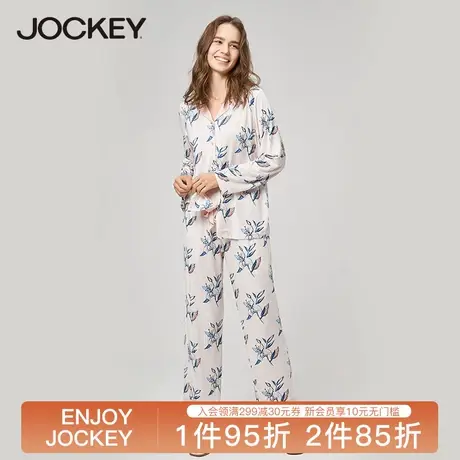 Jockey女士家居服套装莫代尔翻领甜美精致印花春夏可外穿睡衣女图片