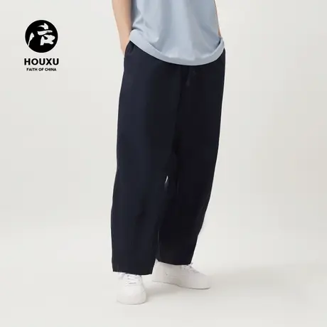 后序休闲裤男宽松直筒运动百搭坠感纱卡纯棉中国风小脚九分长裤子商品大图