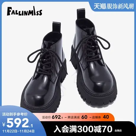 非谜英伦风马丁靴女2023早春新款超火短靴厚底春秋单靴增高工装靴商品大图