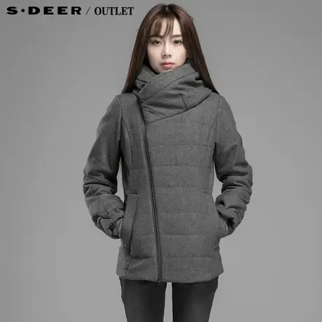 sdeer圣迪奥女装冬装交叉领斜襟实用棉衣S14882318图片