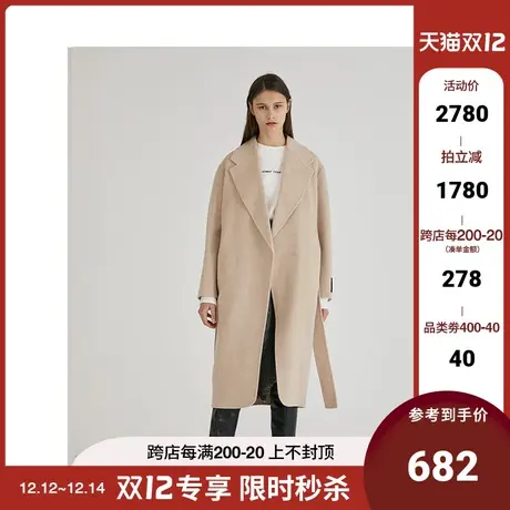 Basic House/百家好女装冬季商场同款长款英伦风毛呢大衣HUCA720E商品大图