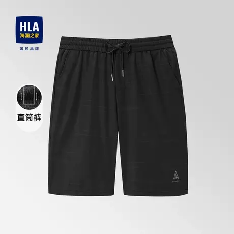 HLA/海澜之家舒适弹力休闲中裤时尚图案印花抽绳系带短裤男图片