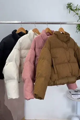 小个子羽绒服女短款冬季2023新款学院风韩版立领面包服白鸭绒外套商品大图