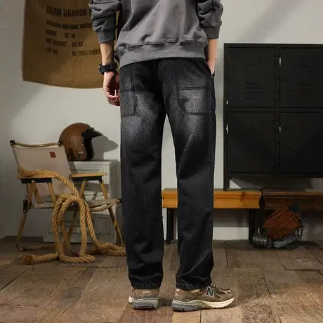 美式高街牛仔裤男款直筒时尚潮流牛仔裤宽松百搭高端休闲牛仔裤商品大图