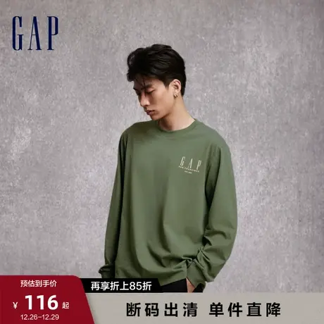 【断码优惠】Gap男女装秋季纯棉廓长袖T恤情侣装休闲上衣773183图片
