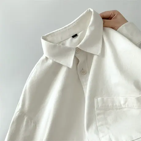 大码休闲衬衫男长袖外套秋季新款纯棉美式宽松胖子加肥加大衬衣寸图片