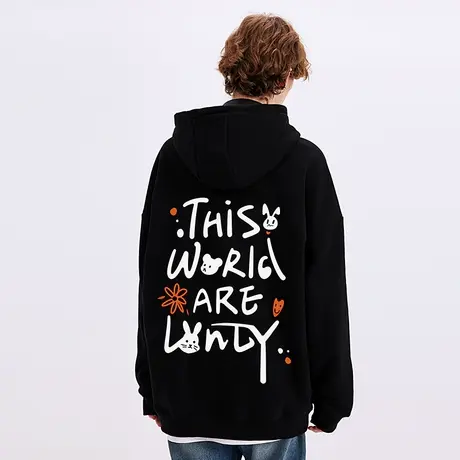 Nuthink美式潮流chic连帽卫衣男潮牌ins宽松大码加绒国潮小众帽衫商品大图