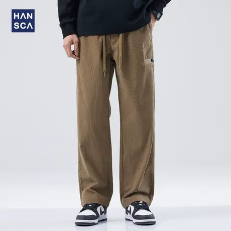 hansca灯芯绒裤子男秋季美式潮牌直筒宽松阔腿休闲大码运动卫裤子商品大图