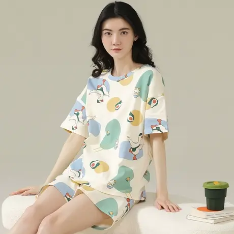 南极人纯棉睡衣女春夏季2023年新款短袖薄款可外穿家居服套装夏天图片