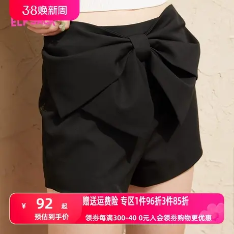 妖精的口袋低腰蝴蝶结黑色短裤女2023夏季新款宽松显瘦西装休闲裤商品大图