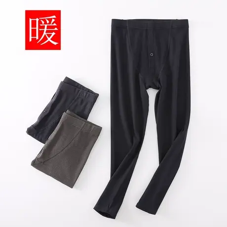 德绒磨毛男士秋裤高腰修身舒适棉裤加绒大弹力线裤打底保暖裤加大图片