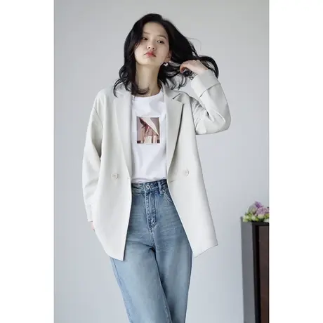 网红休闲西装外套女春秋韩版小西服女上衣短款小个子英伦风设计感商品大图