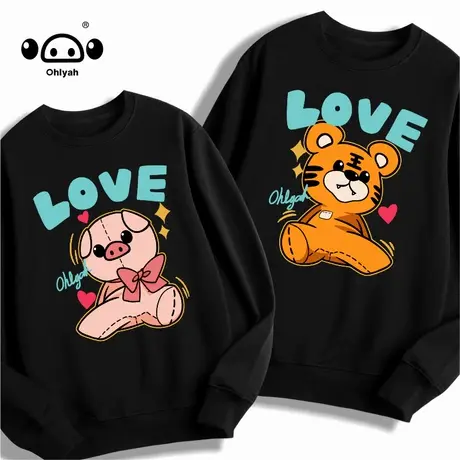 Ohlyah圆领卫衣女装宽松2023新款春秋季设计感bf慵懒风长袖上衣潮商品大图