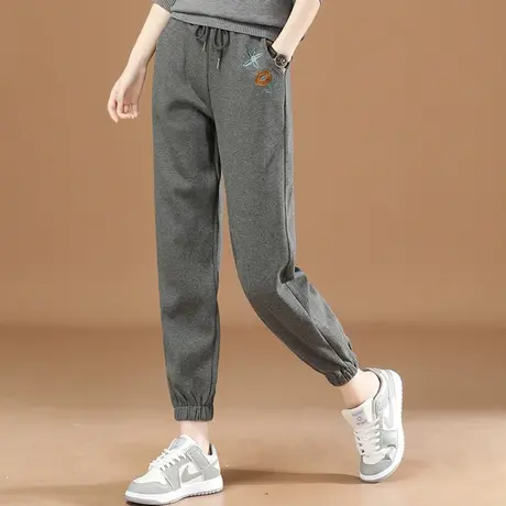 韩潮袭人松紧腰刺绣哈伦休闲裤女2023年秋季新款宽松束脚裤子商品大图