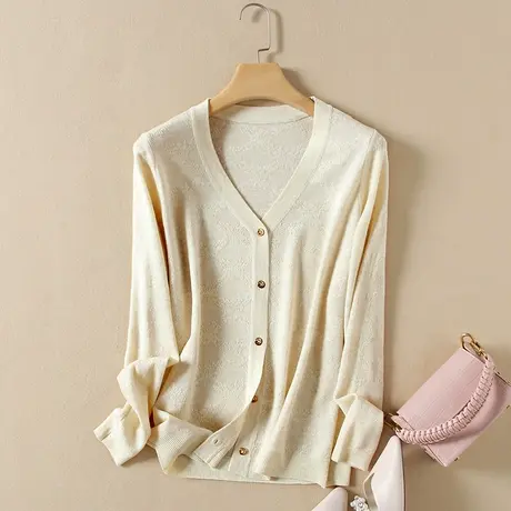 针织开衫女秋装2023新款宽松软糯内搭打底衫薄款春秋毛衣爆款外套图片