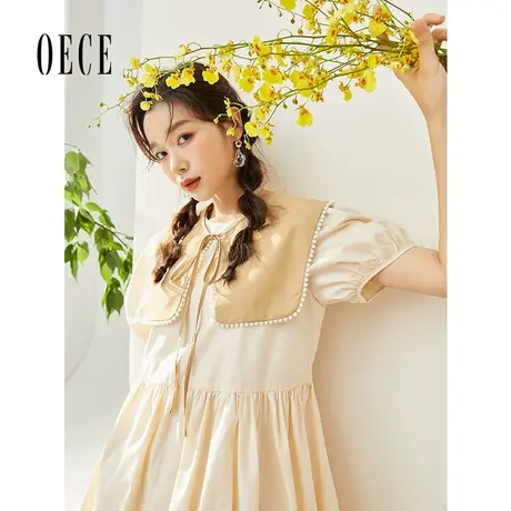 Oece少女风连衣裙夏装新款女装显白复古裙子早春减龄气质裙图片