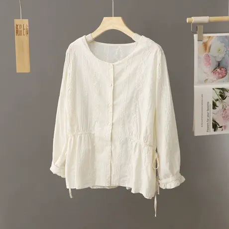 法式洋气裙摆式衬衫女圆领春秋季2023新款设计感小众衬衣别致上衣图片