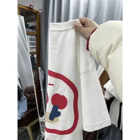 港味chic白色纯棉t恤女大码休闲oversize宽松短袖ins潮半袖上衣夏商品大图