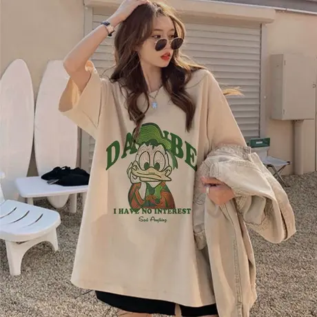 oversize卡通设计感t恤女美式慵懒风大码宽松显瘦短袖上衣ins夏季图片