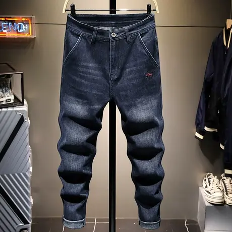 春季新款潮流百搭潮牌牛仔裤男修身小脚韩版男士休闲宽松弹力百搭商品大图