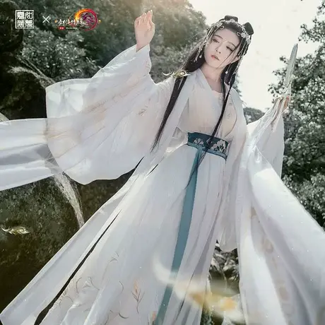 【剑网3正版授权X如梦霓裳】谪仙联名衍生汉服女对襟齐腰襦裙现货图片