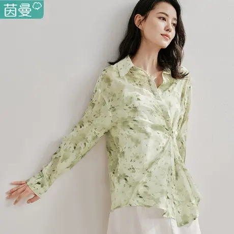 茵曼官方旗舰店印花衬衫女2024年夏季新款设计感通勤收腰宽松上衣图片