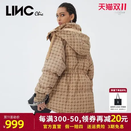 LINC金羽杰羽绒服女2023年冬新款反季短款连帽女款面包服断码清仓商品大图
