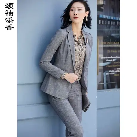 颈袖添香2023春秋新款职业女裤气质时尚OL修身商务羊毛女装图片
