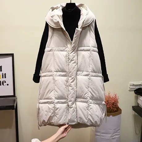 马甲女冬厚款中长款韩版宽松斗篷女式马夹冬季加厚羽绒棉坎肩外套商品大图