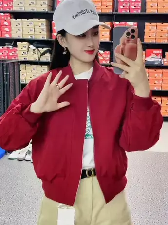 2023秋季新款简约前印花A字母拼色领设计感两面穿休闲棒球外套潮商品大图