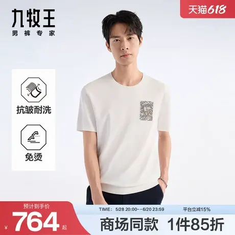 [商场同款]九牧王男装2025春夏新款免烫抗皱耐洗圆领男款短袖T恤图片