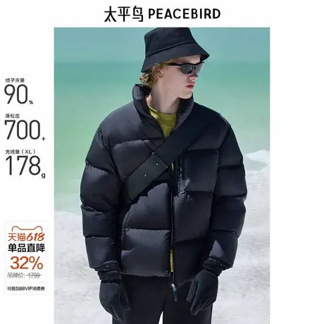 【商场同款】太平鸟男装 2024年冬季新款黑色鹅绒羽绒服B1ACE4447商品大图