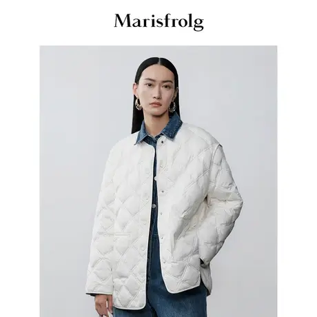 【商场同款】玛丝菲尔2023年冬季新款轻薄款白鹅绒菱格保暖羽绒服商品大图