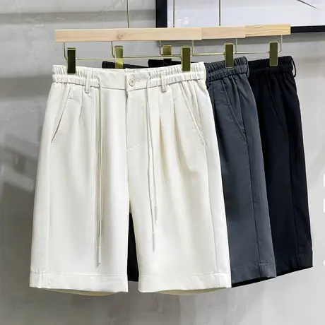 美式休闲短裤男外穿夏季休闲裤运动宽松卫裤宽松纯色五分裤子西裤商品大图