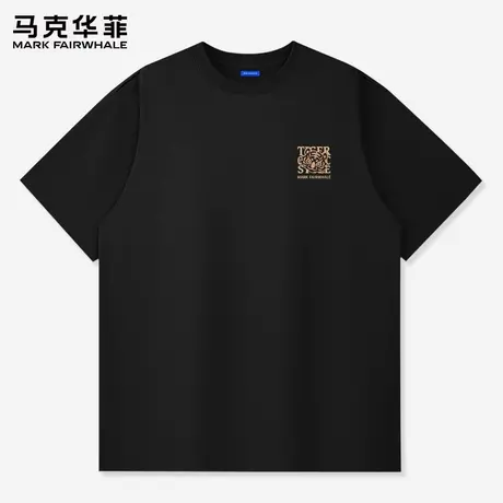 【重磅纯棉】马克华菲男士圆领短袖2025新款黑色透气半袖T恤上衣图片
