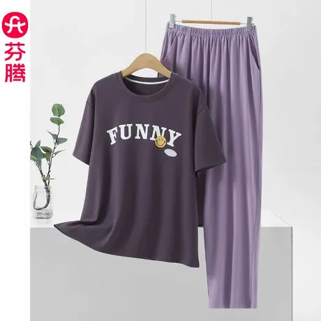 芬腾睡衣女款夏季纯棉短袖薄款夏天2025新款可外穿空调家居服套装商品大图