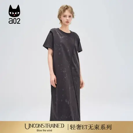 a02【ET自然系列】宽松圆领连衣裙2025新款夏季女装裙子通勤穿搭商品大图