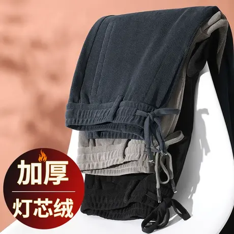 加厚灯芯绒男裤秋冬款男士休闲裤秋季2023新款宽松直筒爸爸条绒裤商品大图