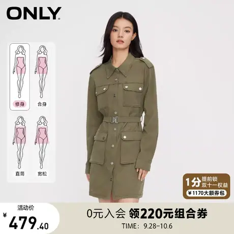 ONLY奥莱秋季新款工装风气质复古A字短裙衬衫连衣裙女图片