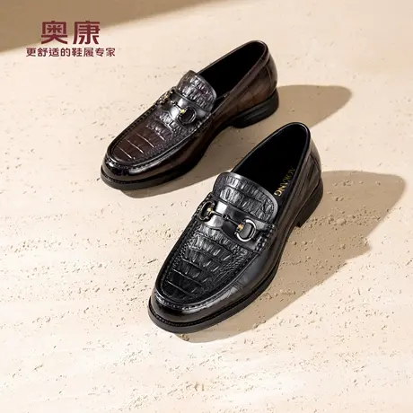 奥康 男鞋2026春季新款乐福鞋一脚蹬真皮软底舒适皮鞋门店发货商品大图