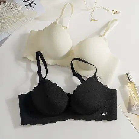 聚拢内衣女无痕一片式胸罩无钢圈收副乳上托加厚小胸专用文胸套装图片