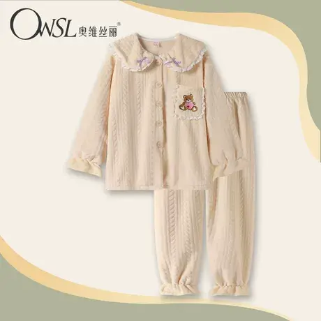 珊瑚绒睡衣女秋冬季加绒加厚甜美风保暖法兰绒家居服套装商品大图